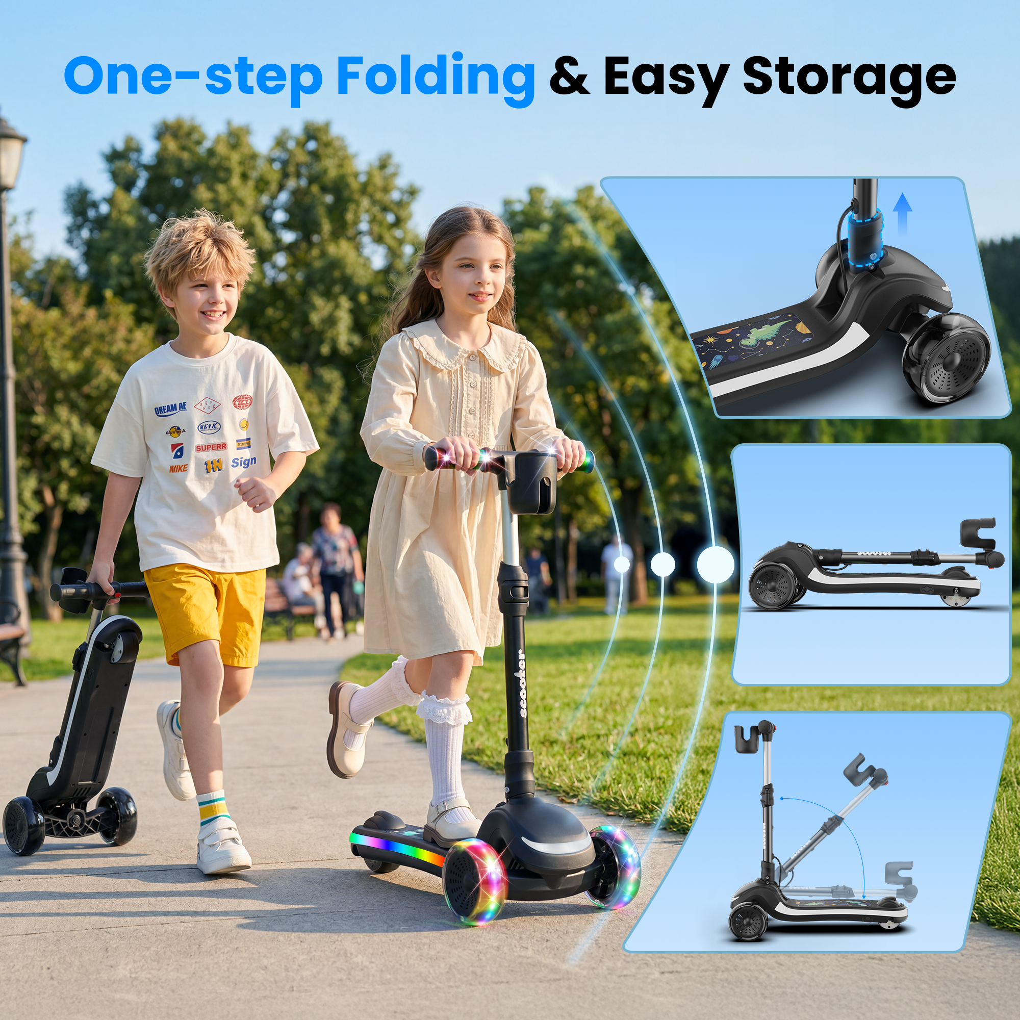 iScooter B2Pro Adjustable Height Electric Scooter for Kids