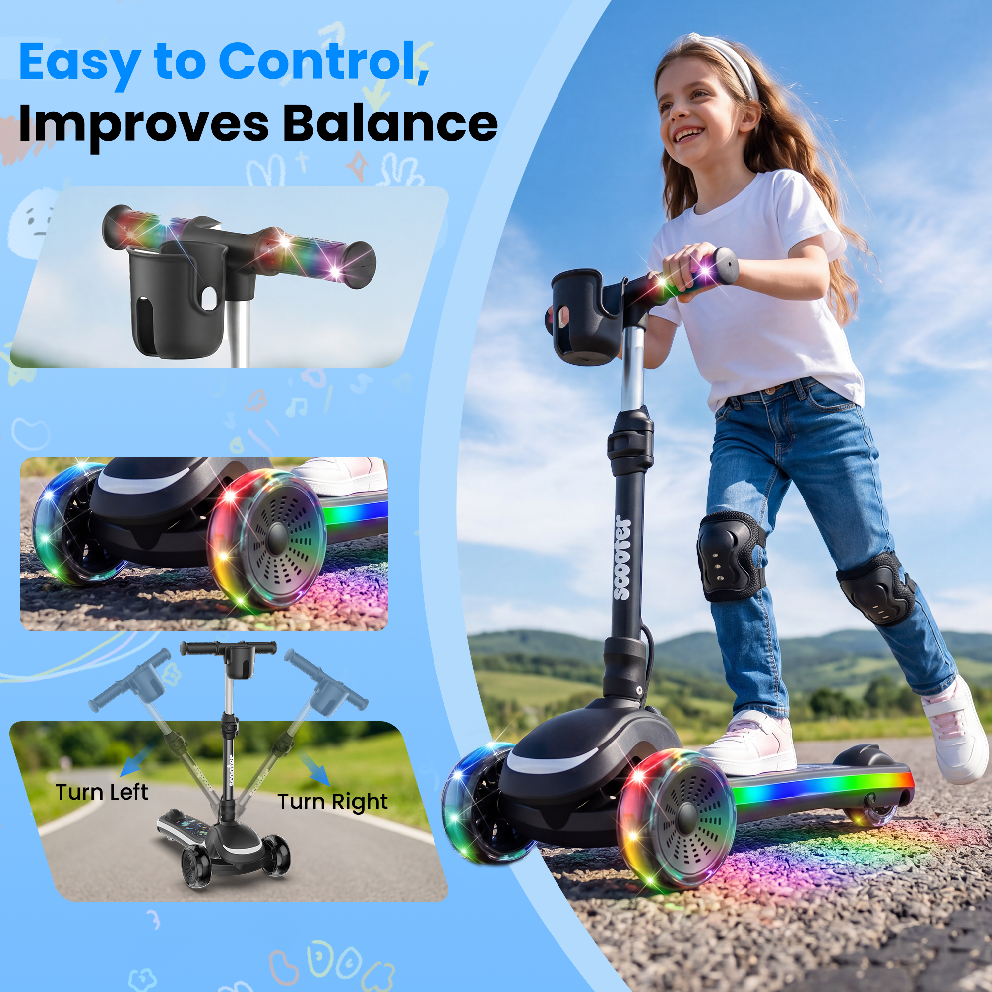 iScooter B2Pro Adjustable Height Electric Scooter for Kids