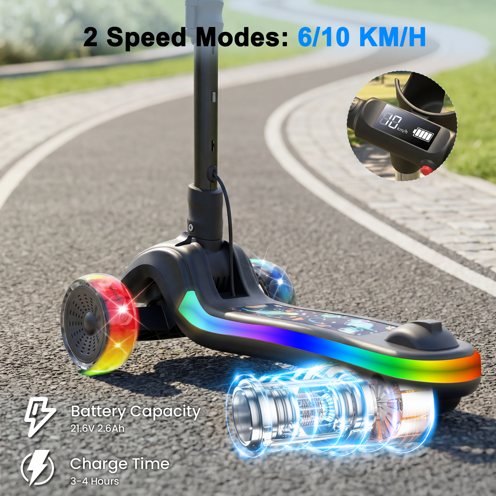 iScooter B2Pro Adjustable Height Electric Scooter for Kids
