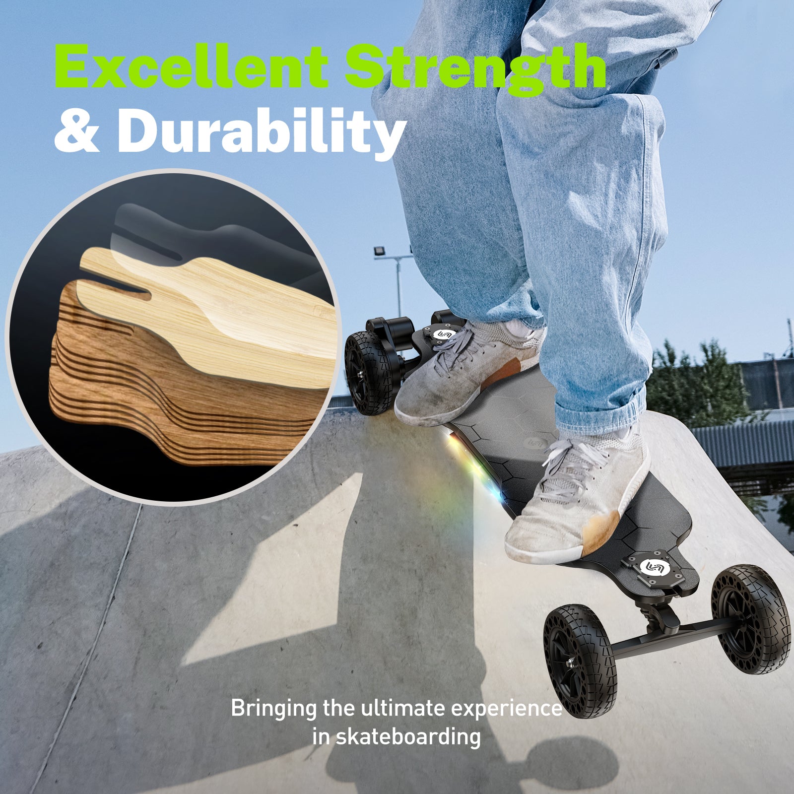 V10 Off Road Electric Skateboard with Ambient Light & Remote Control