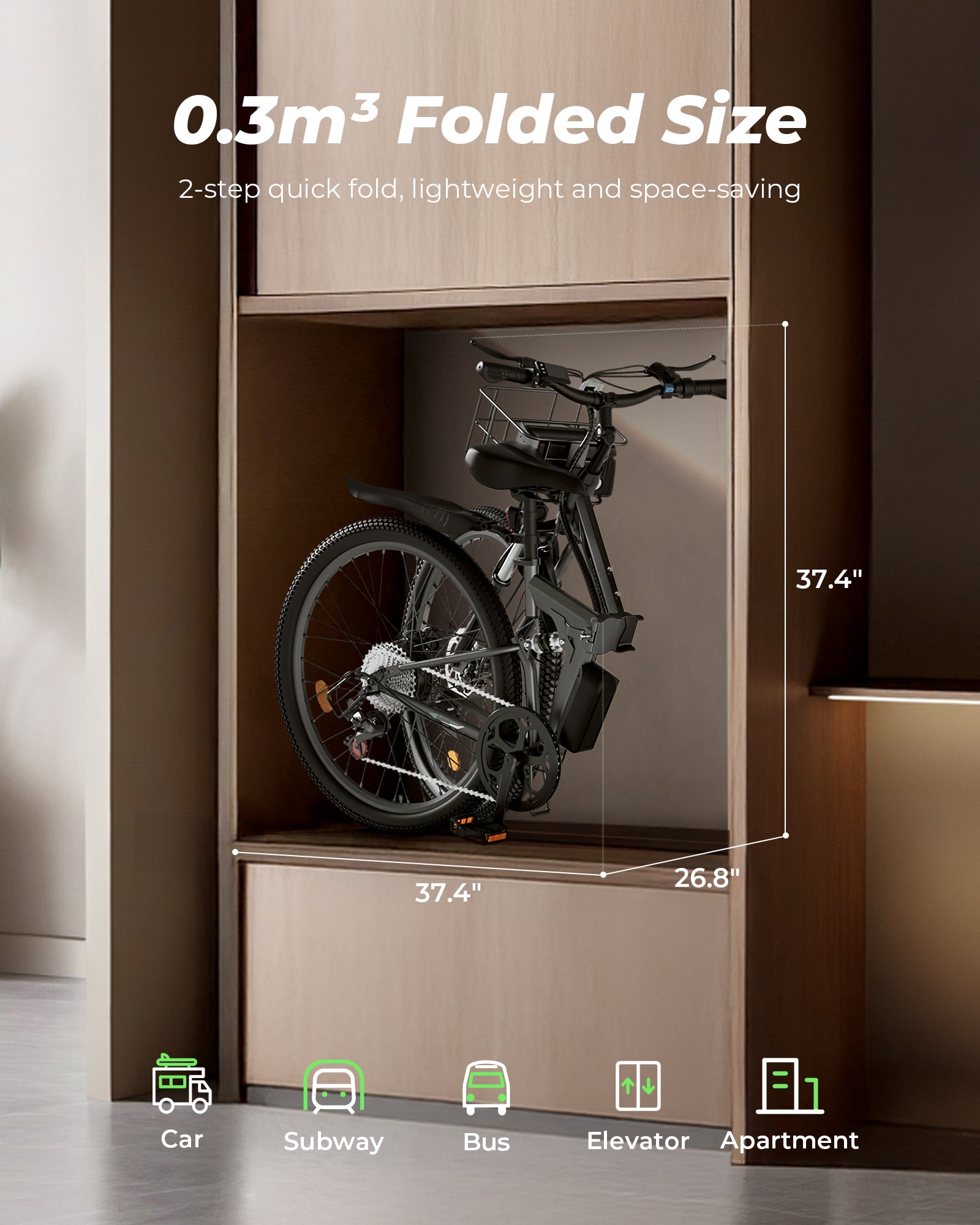 M40 Folding Electric Bike with Basket