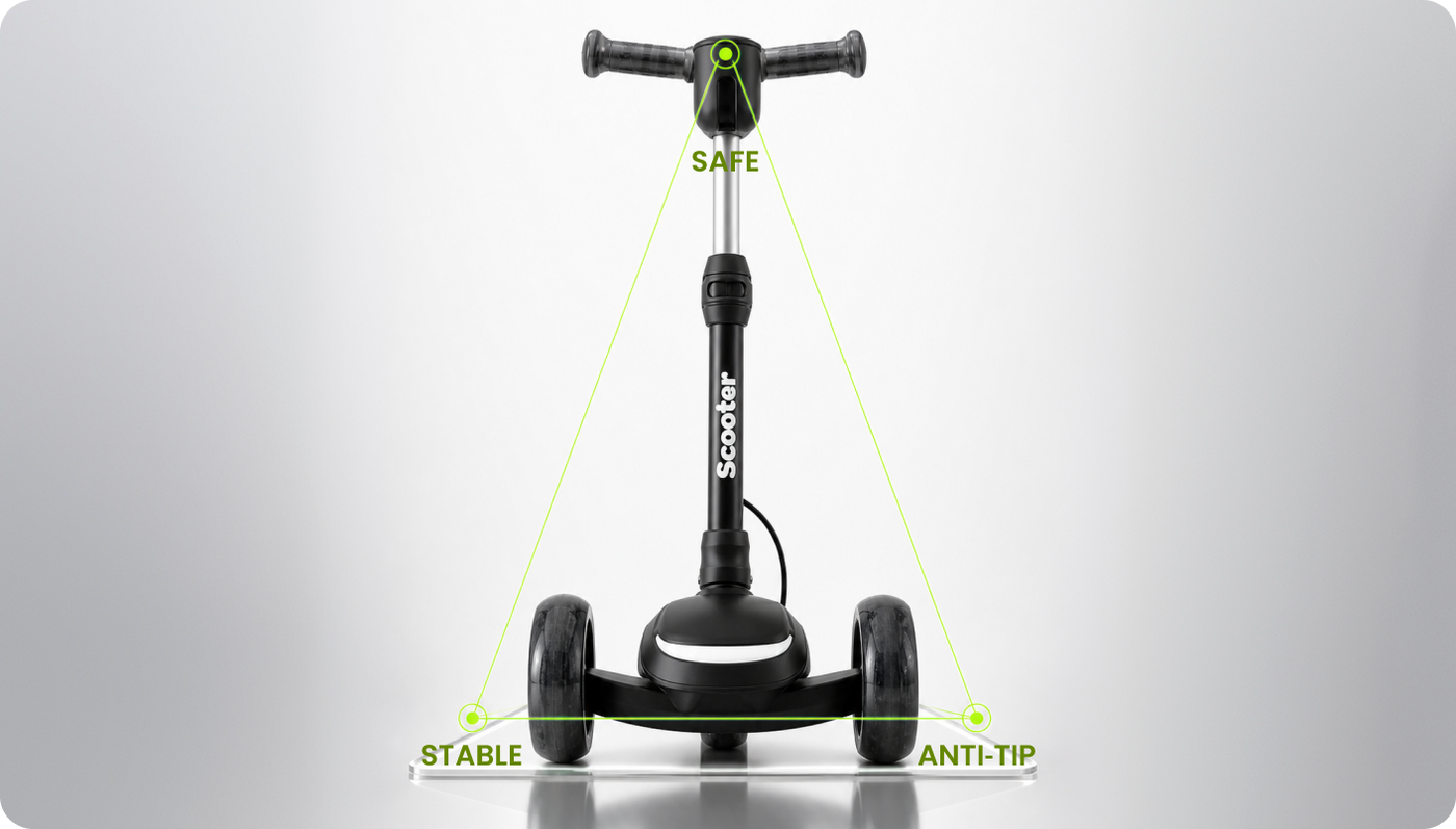 B2Pro tri-wheel anti-tip stability frame