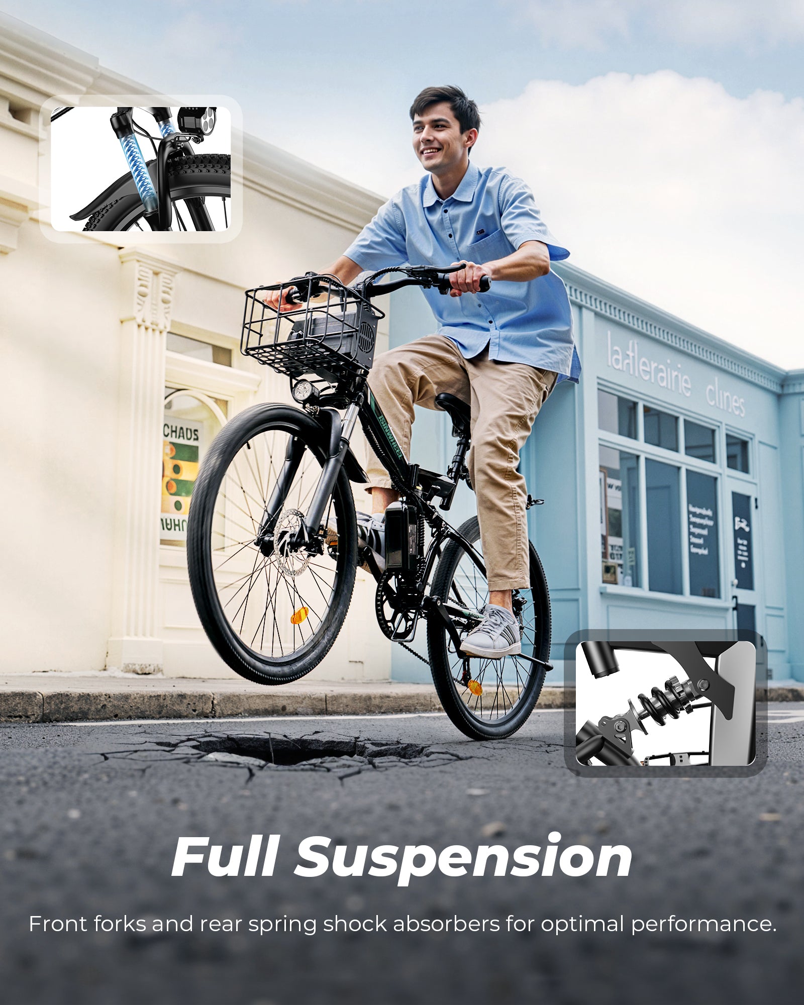 M40 Folding Electric Bike with Basket